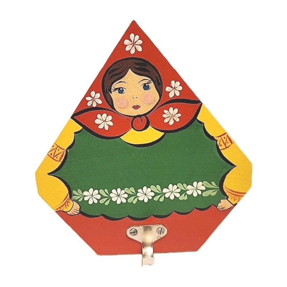 Vintage Russian Matryoshka Wooden Nesting Doll Wall Hanger With Hanger Hook USSR